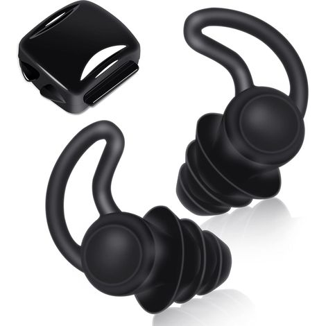 Bouchons d'Oreille Antibruit pour Sommeil, 2 Pièces Bouchons d'oreilles en silicone, Anti-bruit Bouchons d'oreilles Confortables pour le Ronflement Natation Concerts Studio (Noir) (1/5)