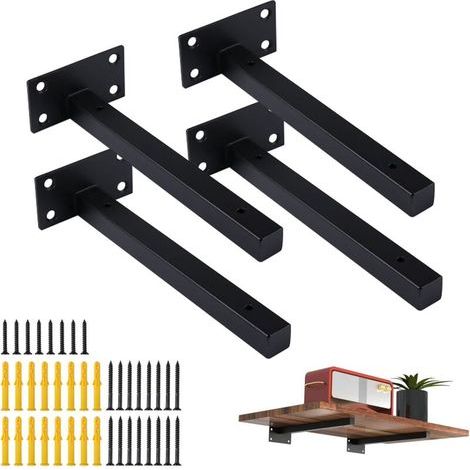 4 Pack 15CM Shelf Brackets, Wall Mounted Shelf Bracket, Wall Shelf Bracket, Heavy Duty Corner Brace Black