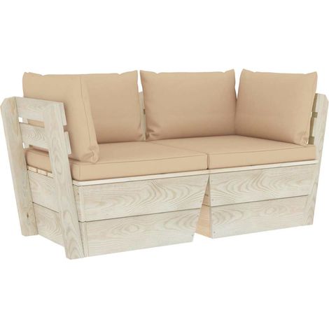 Maison Exclusive - Garten-Palettensofa 2-Sitzer mit Kissen Fichte (1/5)