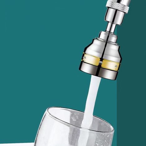 Douchette de robinet en cuivre, rotative à 360°, anti-éclaboussures, avec filtration sous pression, pour cuisine et salle de bain (longueur courte). (1/2)