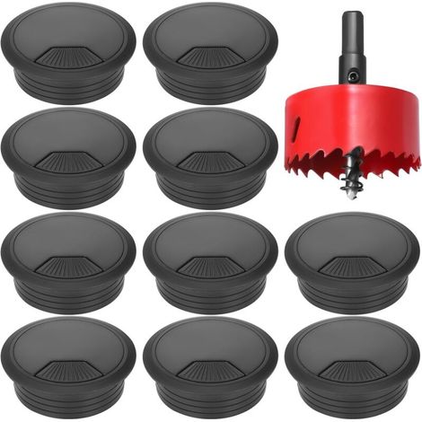 10 Passe-câble, 80mm, Plastique, Métal, Scie cloche, Bureau, Maison-DOU (1/4)