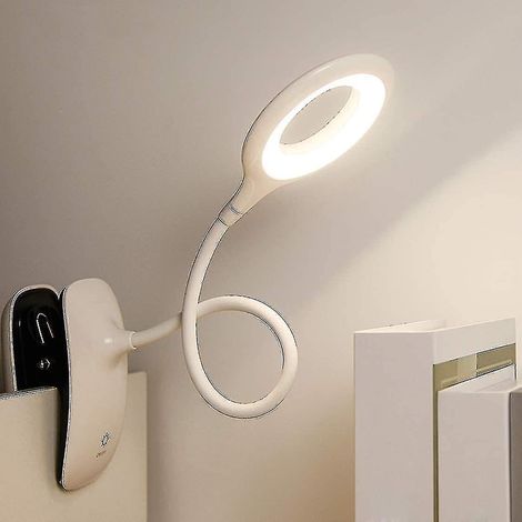 Lampe de lecture à pince pour tête de lit : rechargeable et à intensité variable (1/4)