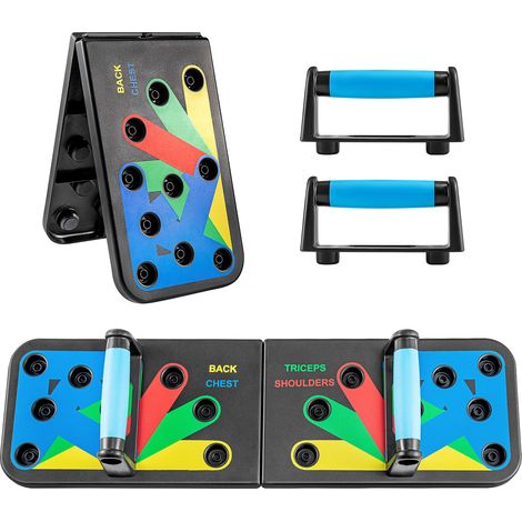 Trintion Foldable Push Up Board, 14 in 1 Press Up Rack Board Train Gym Fitness System Multi-function Home Gym Equipment Workout Exercise Stands for Body Training for Shoulders,Chest,Back and Triceps (1/5)