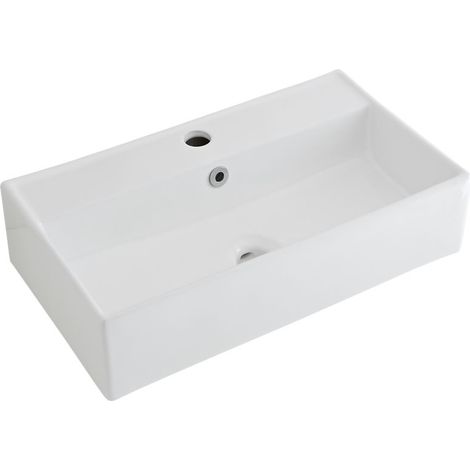 Milano Dalton 550mm x 310mm White Ceramic Rectangular Countertop Wall Mounted Bathroom Basin Sink - Basin Only (1/5)