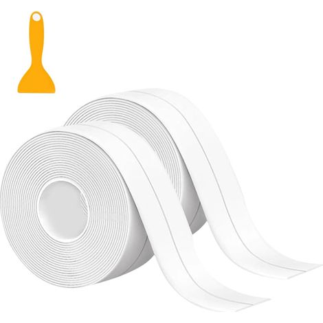 Joint Salle De Bain, Plinthe Souple Autoadhésive, Plinthe Blanche, Plinthe Adhesive, Adaptée Aux Cuisines, Salles De Bains Et Toilettes (3,8 Cm × 3,2 m) (1/5)