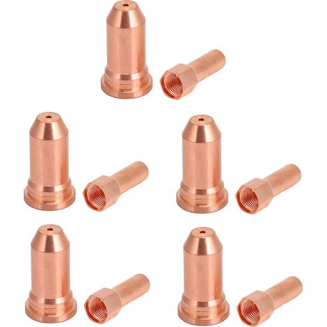 Lot de 10 accessoires torche plasma pour PT-100 : 5 buses 1.5mm et 5 électrodes 1.8mm en cuivre (1/5)