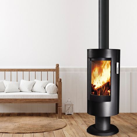Poêle à bois étanche - SUPRA Chloé sur pied 7 kW  Avec TOP pierre de grès effet bois