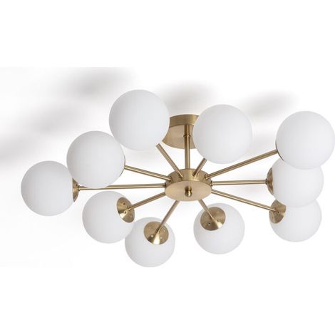 – Plafonnier métal et verre Moonlight Brass 10 spots doré – Ampoules G9 – Lumière personnalisable – Design élégant pour espaces variés (1/5)