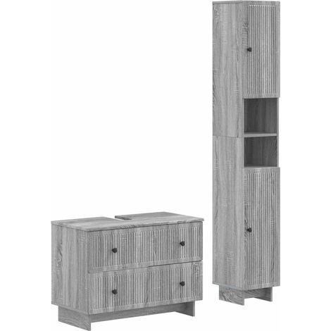 Maison Exclusive - Ensemble de 2 meubles de salle de bain EDE Sonoma gris (1/5)