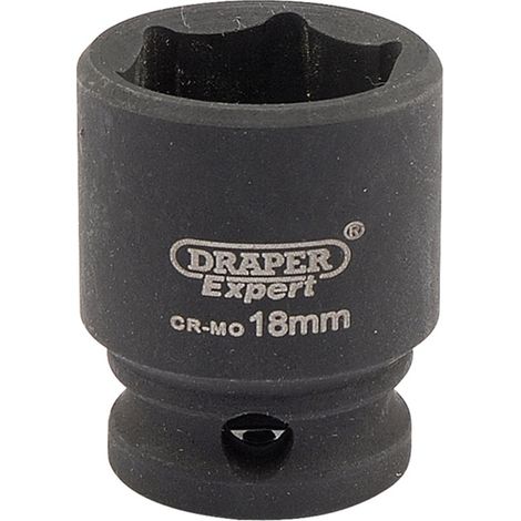 Draper Expert 18mm 3/8" Drive HI-TORQ Metric Impact Socket – 6 Point, Standard Length, Heavy-Duty Impact Tool (1/5)