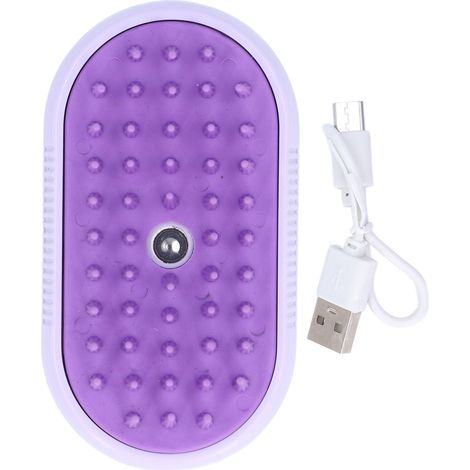 Brosse à vapeur pour animaux de compagnie, élimine les poils flottants, poignée ergonomique rotative, Massage par pulvérisation électrique pour chat et chien Violet (1/5)
