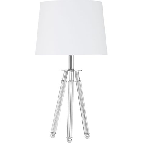 Premier Housewares Desk / Table Lamp for Reading Tripod Legs Chrome Metal Stand Study Lamp / Lamps for Office with White Shade / EU Plug Desk Lamps 33 x 63 x 33 (1/5)