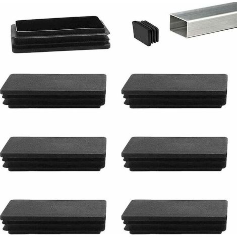 Bouchon Tube Rectangulaire 100 x 50 mm - Embout Plastique Noir pour Pieds de Mobilier - 12 Pièces (1/5)