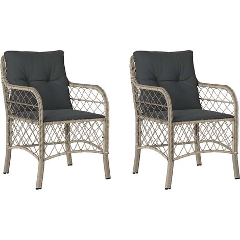 Maison Exclusive - Sedie da Giardino con Cuscini 2 pz Grigio Chiaro in Polyrattan (1/5)