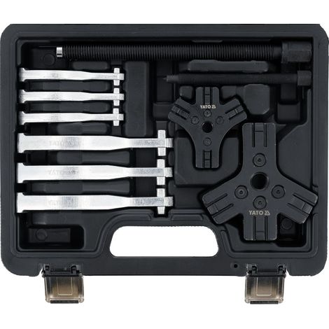 YATO Universal-Abzieher-Set 10-teilig, 2T/5T Lagerabzieher, 2- und 3-armiger Innen- und Außenabzieher, Nabenabzieher, Riemenscheibenabzieher aus Stahl, mit Transportkoffer (1/5)