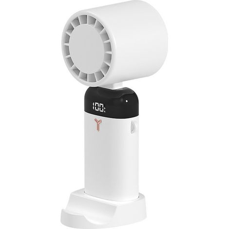 Outdoor Portable Handheld Semiconductor Digital Display Cooling Fan, Mini Desktop Silent Folding Fan - White (Standard Model)