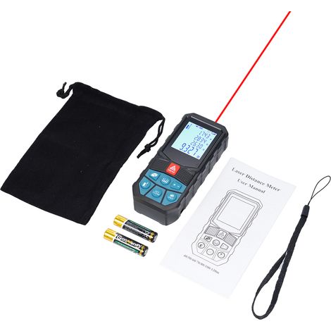 Télémètre laser avec capteur d'angle, écran LCD rétroéclairé 2 pouces, haute précision, modes multiples : Pythagore, distance, surface, volume, angles (1/2)