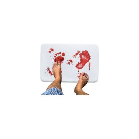 Tapis de douche Halloween sanglant, tapis de salle de bain Halloween sanglant Tapis résistants avec motifs sanglants et empreintes de pas rouges Tapis de douche originaux (1/5)