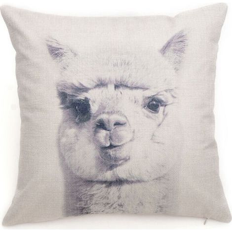 Federa in lino Ulisem con motivo di animali dei cartoni animati, decorazione per casa e ufficio, copricuscino per sedia (Alpaca)