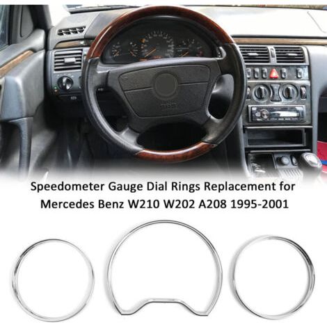 QORVA-Anneaux de cadran de jauge de compteur de vitesse de remplacement pour Mercedes Benz W210 W202 A208 1995-2001 (1/4)