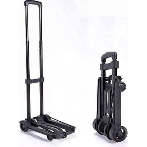 Chariot de transport pliable, diable compact léger, charge max 50kg, avec sangle de fixation, caddie pliant mini 2 roues, usage domestique et extérieur, petite taille, élastique de serrage inclus, sup (1/3)