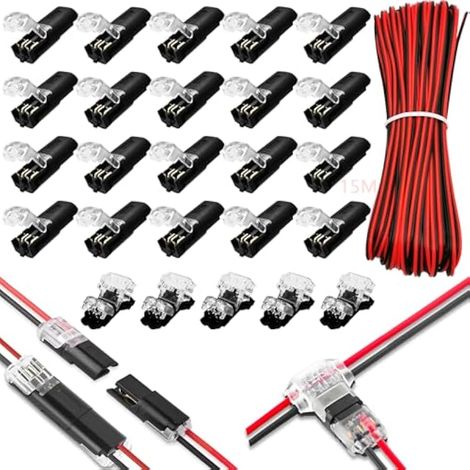 Câble d'extension bande LED à 2 broches 15 m, 22WAG + Connecteurs fil rapide T2&D2sans épluchez 12V Câble pour appareil LED Fil pour bande LED ou bricolage 5V-24V (1/5)