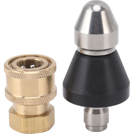 Buse de nettoyage G1/4 pour canalisation, acier inoxydable durable, adaptateur fileté femelle G3/8, buse de jet haute pression pour curage d'égouts (1/5)