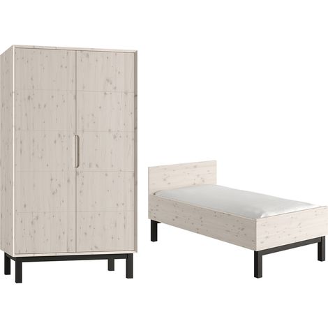 Armadio 2 ante Country marrone sbiancato 89cm