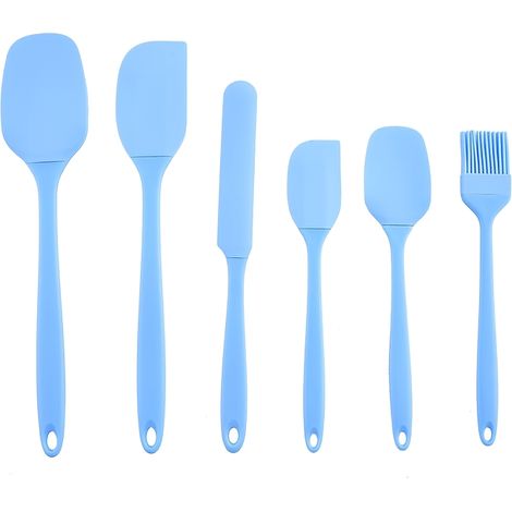 Set di 6 utensili da cucina in silicone, tra cui spatole di diverse dimensioni, un pennello per olio e un colorante per macaron. (1/5)