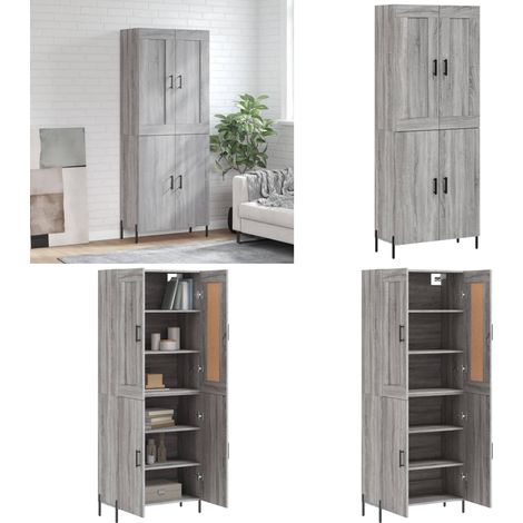 Buffet haut Sonoma gris 69,5x34x180 cm Bois d'ingénierie - Buffet Design Moderne - Meuble Rangement - Armoire Salon - Commode Cuisine - Étagère Murale - Home & Living (1/5)