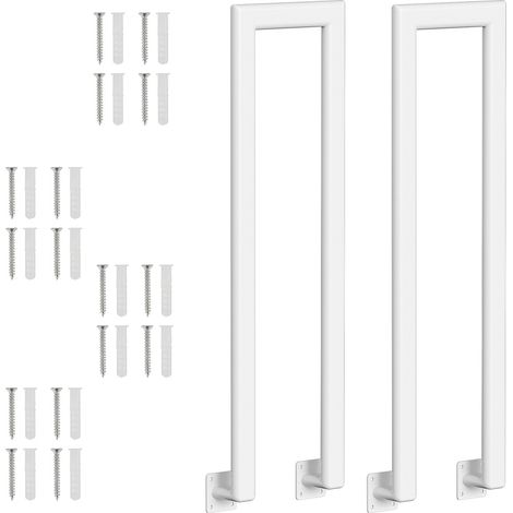 Randaco 85 cm Blanc Oval en forme de U rampe d'escalier en fer main courante balustrade, balustrade en fer intérieur et extérieur universel monté latéralement