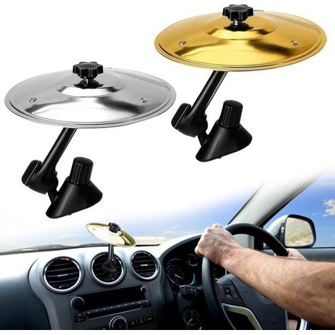 Mini cymbales pour voiture – Lot de 2 – Accessoires décoratifs à fixer sur les grilles d'aération – Modèles argenté et doré (1/5)