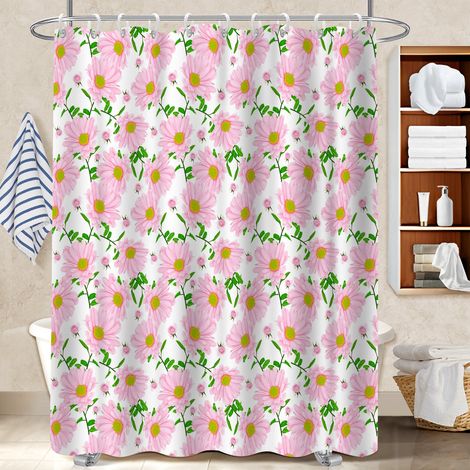 Rideau de douche tissu polyester 180x180 poids lesté protection douche pour dans une salle de bain design (1/5)