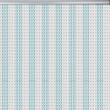 Rideau Porte en Aluminium Forme de Losange 90x214.5cm Bleu et Argent - Stock Local - KZQ (1/5)