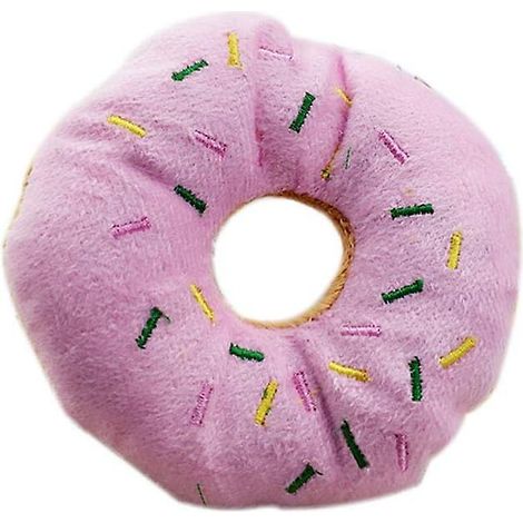 Donutförmiges Plüschtier-Set mit Quietscher für Hunde und Katzen – Rosa (1/5)