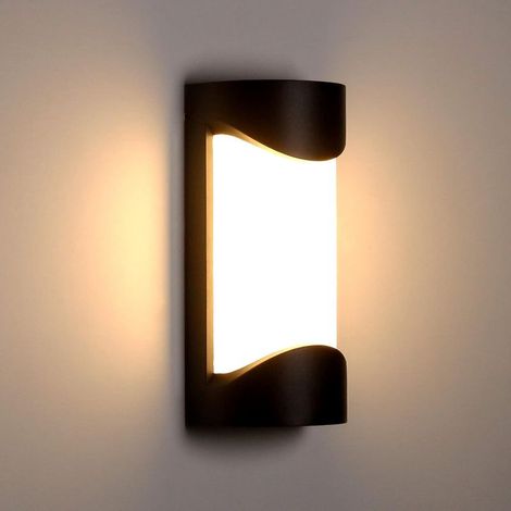 Applique murale LED intérieure/extérieure 10 W étanche IP65, en aluminium anthracite, lumière blanche chaude 3000 K, idéale pour salon, chambre, couloir, jardin, noir, 25 x 15 x 8,5 cm (1/5)