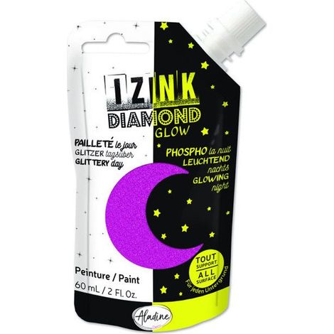 Peinture - Izink - Diamond Glow - 60 ml - Rose - Acrylique - Phosphorescente (1/2)