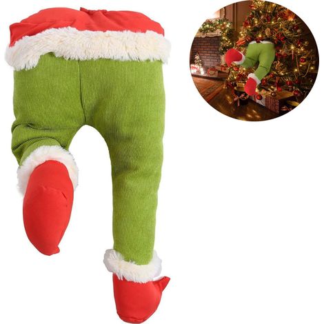 Adorno Para Árbol De Navidad - Figura Rellena De Alce Estilo Grinch - Tela De Yute - 40 X 20 X 10 Cm - 180 G (1/5)