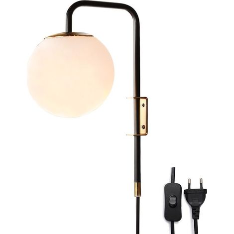 Applique murale avec globe et câble avec prise E27 (1/5)