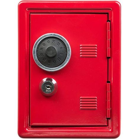 Coffre-fort économique, 120 x 100 x 160 mm, rouge, avec clé et serrure mécanique à combinaison (1/4)