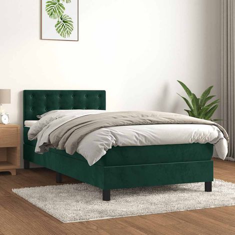 Boxspringbett mit Matratze Dunkelgrün 100x200 cm Samt