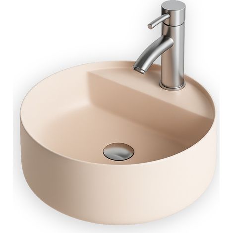 Halbeinbauwaschbecken – 42,5 cm – Mineralwerkstoff – Rosébeige – Aurélie