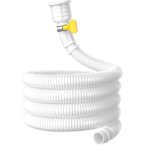 Tuyau de drainage flexible de 1,5 mètre pour climatiseurs - blanc - avec raccords en caoutchouc sécables et colliers de serrage - type universel (1/5)