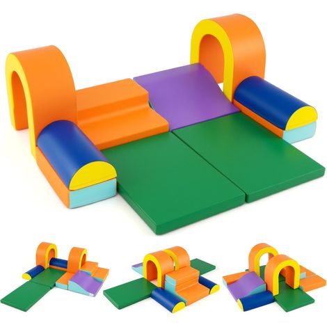 Set di 10 blocchi da arrampicata in schiuma 75 x 50 x 5 cm comodi e sicuri design giocoso pelle PU arancione 200018236