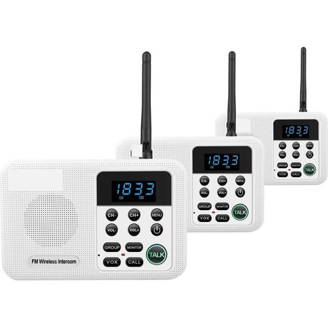 Système d'interphone Domestique sans Fil for Les Bureaux d'affaires Interphone Portée de 1 Mile 22 canaux 100 Écran d'affichage de Code numérique(Blanc) (1/5)