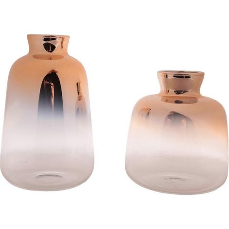 Lot de 2 vases en verre plaqué or style nordique, parfaits pour la décoration intérieure ou comme vases pour fleurs séchées. (1/4)