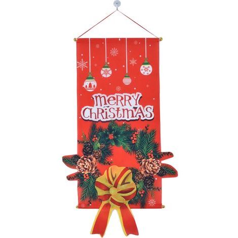 Weihnachts-Türbanner mit Cartoon-Motiv, Weihnachtswanddekoration mit Leinwandkranz (1/5)