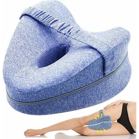 Kniekissen für Seitenschläfer. Beinhochlagerungskissen. Komfort-Beinkissen. Kniekissen zum Schlafen. Orthopädisches Beinkissen aus Memory-Schaum (Blau) (1/5)