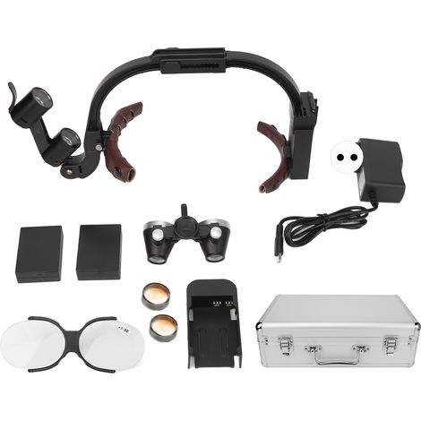 Lunette Loupe Frontale 3.5X avec Lumière LED pour Travail Médical, Verre Grossissant à Monter sur Tête, Prise UE 100-240V, Outil de Précision (1/5)