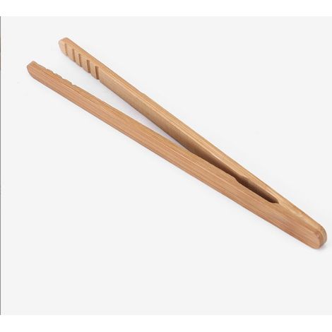 Pinces à pain en bambou réutilisables classiques - pinces de cuisson en bois, idéales pour grille-pain, fruits, pain, fromage, outil de cuisine Lot de 2 (1/4)